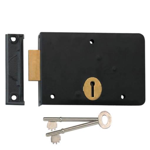 UNION 1139 3 Lever Rim Deadlock - 152mm BLK RH