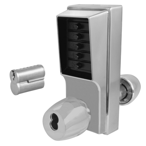 DORMAKABA Series 1000 1041B Knob Operated Digital Lock With Key Override & Passage Set - SC With Cylinder 1041B-26D