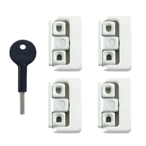 YALE 8K101 Window Swing Lock - WH 4 Locks + 1 Key Visi