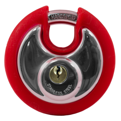 Asec Coloured Discus Padlock - Red Bumper