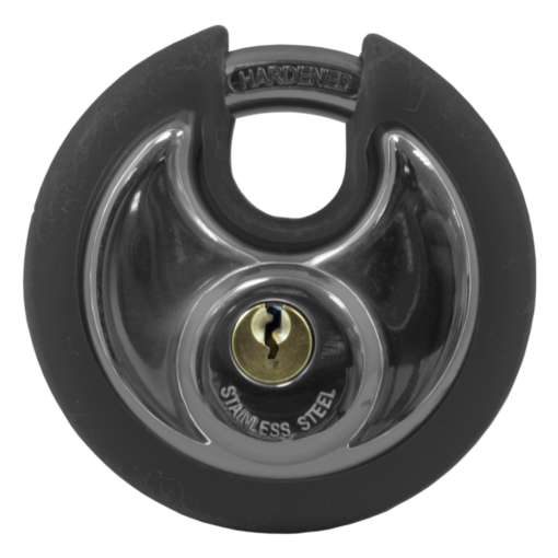 Asec Coloured Discus Padlock - Black Bumper