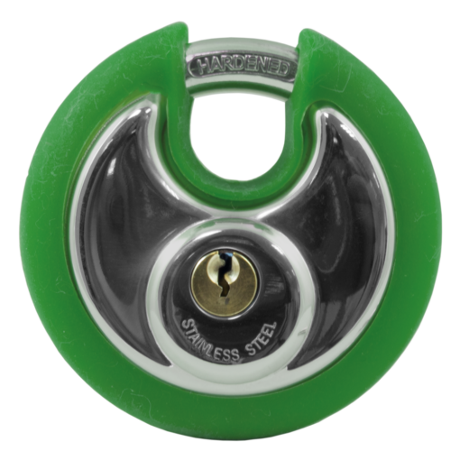 Asec Coloured Discus Padlock - Green Bumper