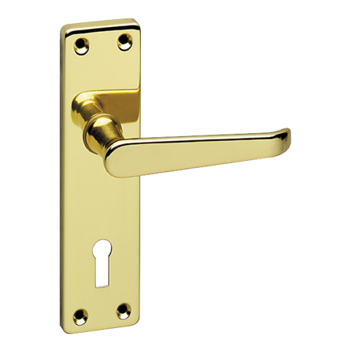 ASEC URBAN Classic Victorian Lever on Plate Lock  Door Furniture - Polished Brass (Visi)