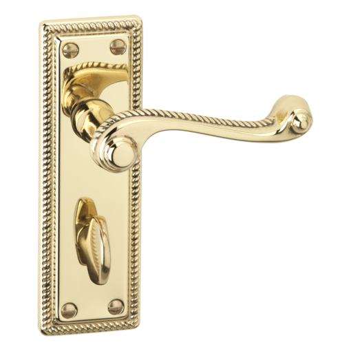 ASEC URBAN Classic Georgian Bathroom Lever on Plate Door Furniture - Polished Brass (Visi)