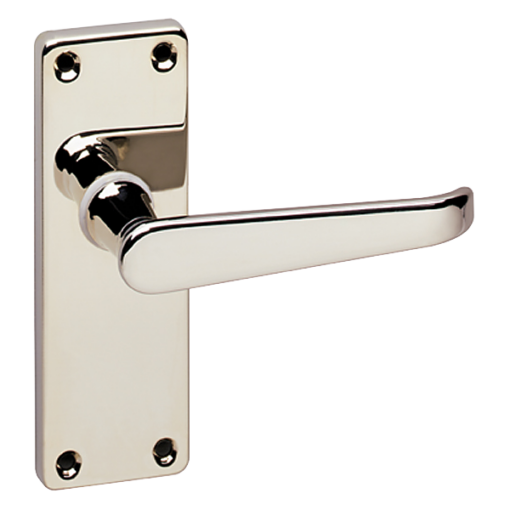 ASEC URBAN Classic Victorian Short Latch Lever on Plate Door Furniture - Polished Nickel (Visi)