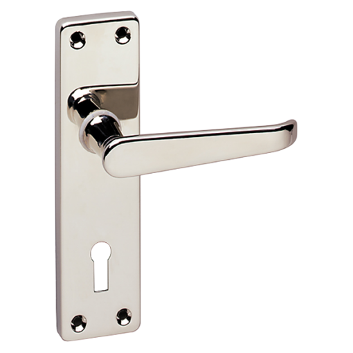 ASEC URBAN Classic Victorian Lever on Plate Lock  Door Furniture - Polished Nickel (Visi)