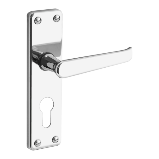 ASEC URBAN Classic Victorian Euro Lever on Plate Door Furniture - Polished Nickel (Visi)