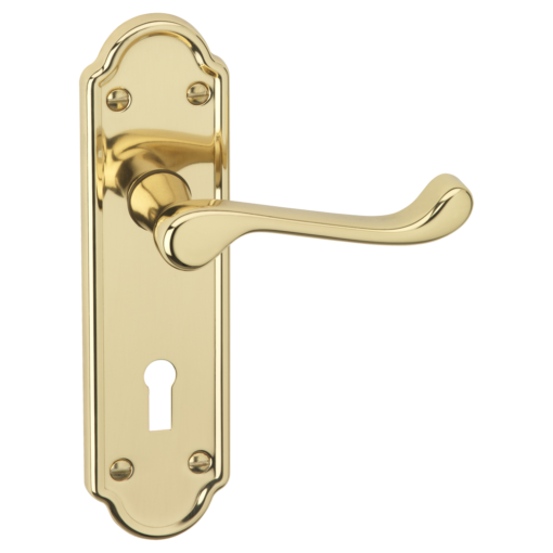 ASEC URBAN San Francisco Lever on Plate Lock Door Furniture - Polished Brass (Visi)