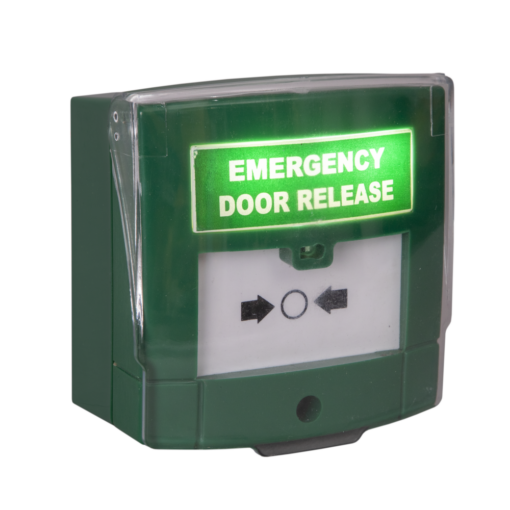 ASEC Emergency Resettable Door Release Double Pole - Green With Cover Buzzer And Illuminated LED