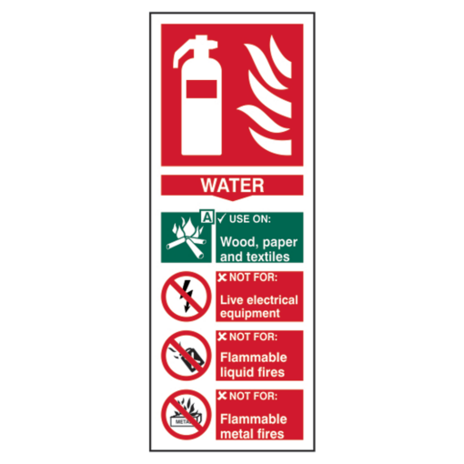 ASEC Fire Extinguisher Signs 82mm x 202mm - Water