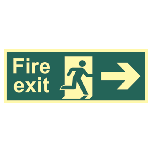 ASEC Photoluminescent Fire Exit Arrow Direction Sign 400mm x 150mm - Right