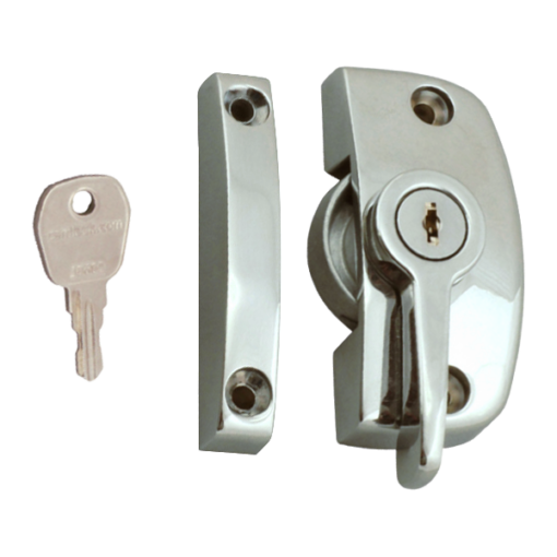 ASEC Window Pivot Lock - Brushed Silver Locking With 11.5mm Keep