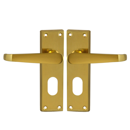 ASEC Victorian Plate Mounted Lever Furniture - PB Oval Lever Lock Visi