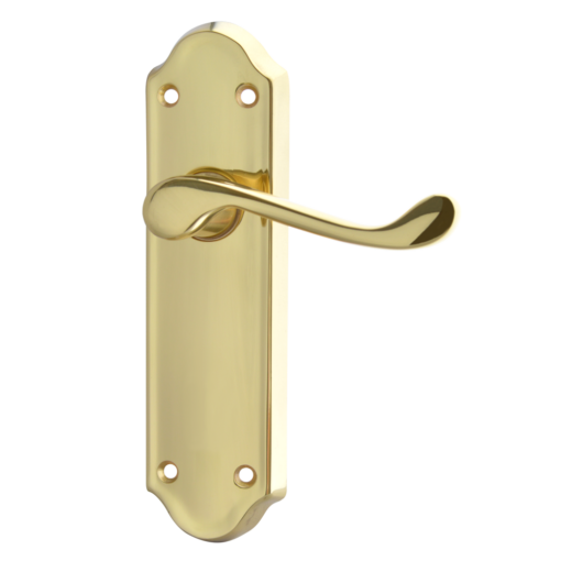 ASEC Ashstead Plate Mounted Lever Furniture - PB Long Plate Lever Latch Visi