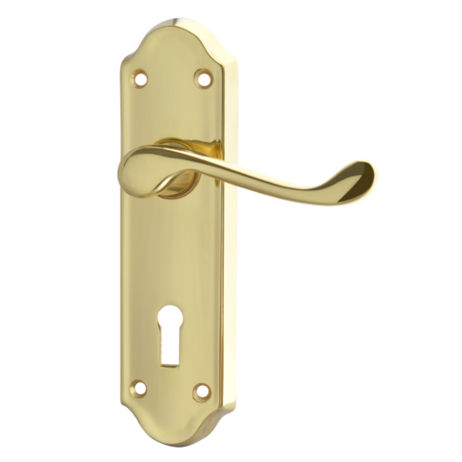 ASEC Ashstead Plate Mounted Lever Furniture - PB Long Plate Lever Lock Visi