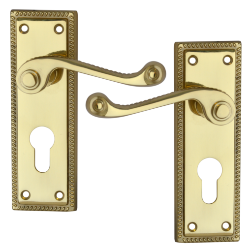 ASEC Georgian Plate Mounted Lever Lock Furniture - PB Euro