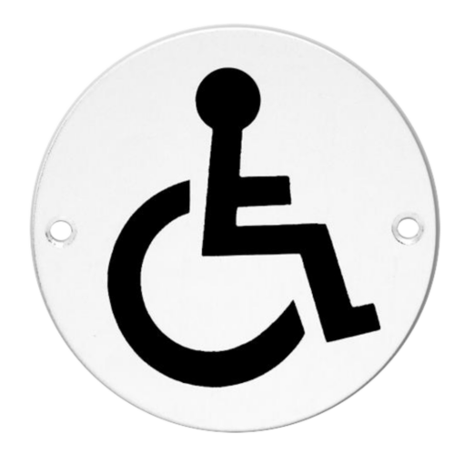 ASEC Aluminium Metal Toilet Door Sign - 76mm SAA `Disabled`