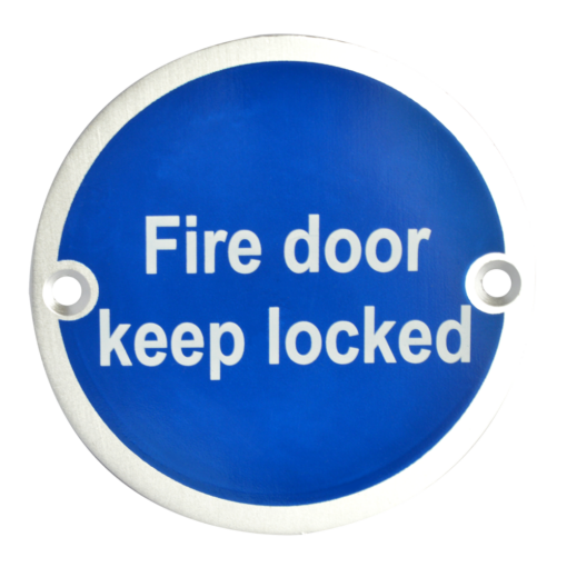 ASEC Metal `Fire Door Keep Locked` Sign - 76mm SAA