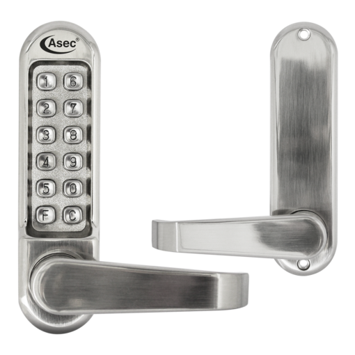 ASEC AS4300 Series Lever Operated Digital Lock No Latch - AS4305 Free Passage Stainless Steel