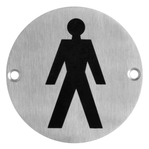 ASEC Stainless Steel Metal Toilet Door Sign - 76mm SSS `Male`