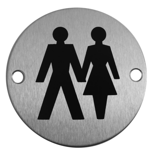 ASEC Stainless Steel Metal Toilet Door Sign - 76mm SSS `Unisex`