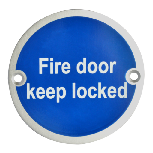 ASEC Metal `Fire Door Keep Locked` Sign - 76mm SS