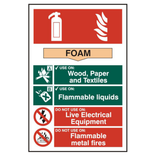 ASEC Fire Extinguisher 200mm x 300mm PVC Self Adhesive Sign - Foam