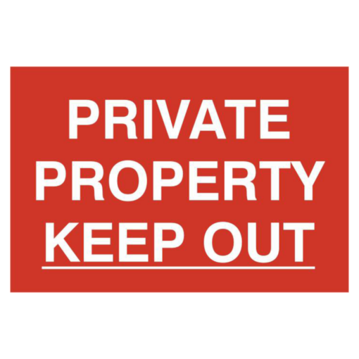 ASEC `Private Property Keep Out` 200mm x 300mm PVC Self Adhesive Sign - 1 Per Sheet