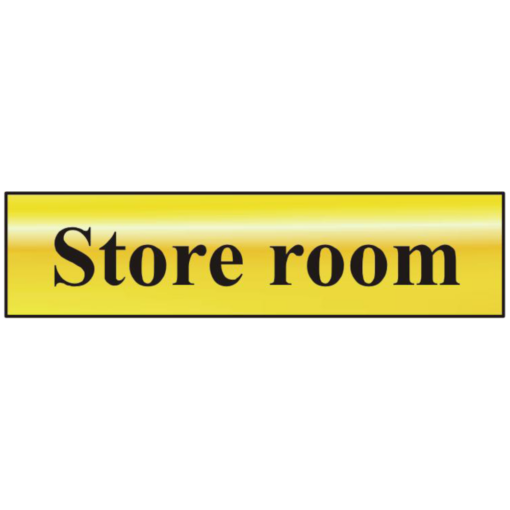 ASEC `Store Room` 200mm x 50mm Gold Self Adhesive Sign - 1 Per Sheet