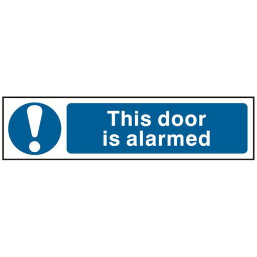 ASEC `This Door Is Alarmed` 200mm x 50mm PVC Self Adhesive Sign - 1 Per Sheet