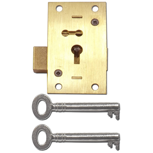 ASEC 51 2 & 4 Lever Straight Cupboard Lock - 4 Lever 64mm SB KA Visi