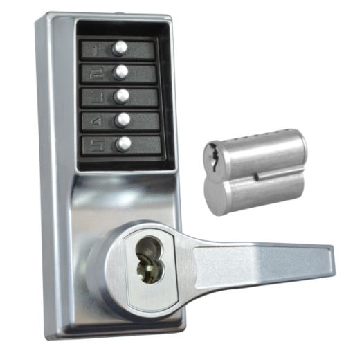 DORMAKABA LP1000 Series Front Only Digital Lock To Suit Panic Latch With Key Override - SC RH With Cylinder