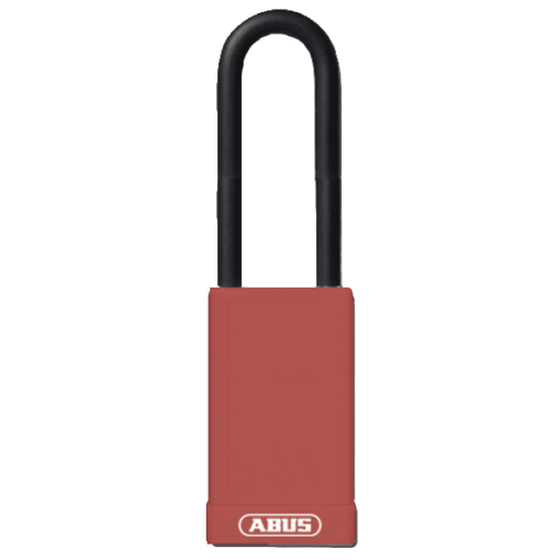 ABUS 74HB Series Long Shackle Lock Out Tag Out Coloured Aluminium Padlock - Red