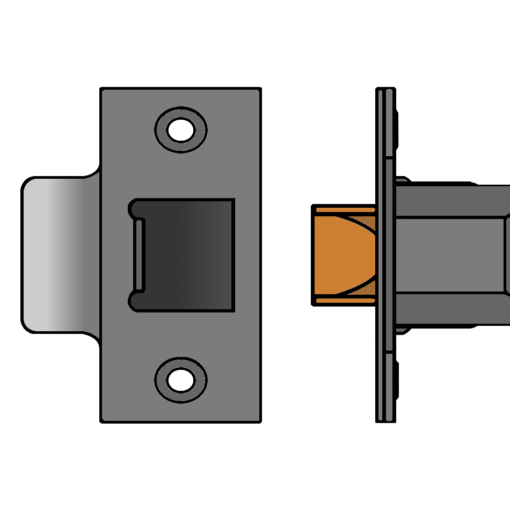 UNION HD26 Dual Finish Heavy Duty Tubular Latch - 70mm Long With Square Forend Boxed