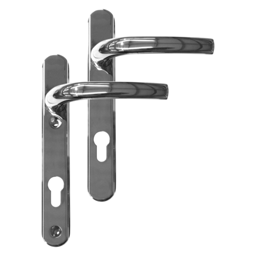 Greenteq Alpha 92 Lever/Lever UPVC Furniture - 220mm Backplate - Polished Chrome