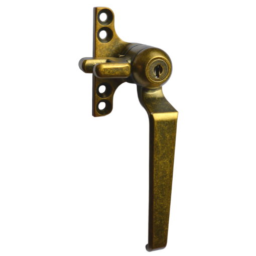 STEEL WINDOW FITTINGS B195 Key Locking Window Handle - RH Antique Brass