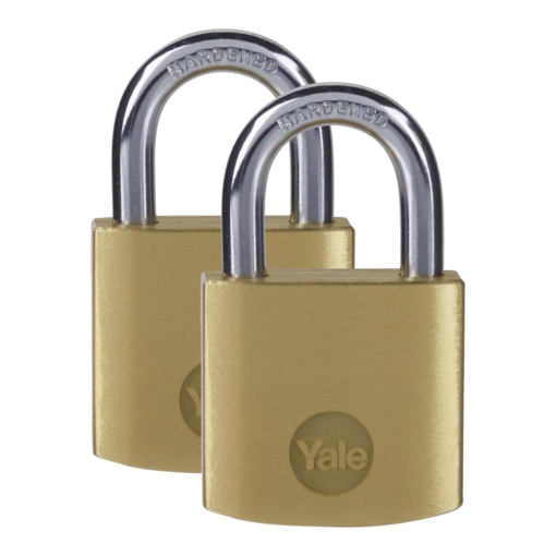 YALE Y110B Brass Open Shackle Padlock - 25mm Pack of 2 Keyed Alike