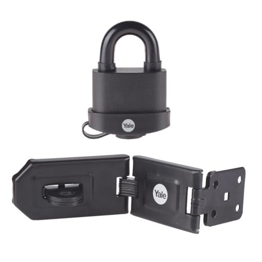 YALE Steel Hardened Steel Hasp & Weatherproof Steel Padlock - 160mm Hasp & 51mm Padlock